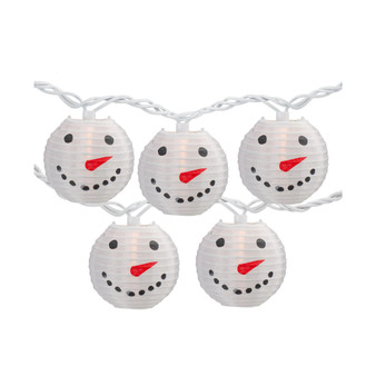 10 Count Snowman Paper Lantern Christmas Lights With Wire Set, 8.5'
