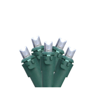 Set of 50 Pure White LED Wide Angle Christmas Lights - Green Wire
