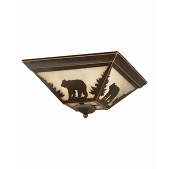 Bozeman Amber Glass Rustic Bear Flush Mount Light