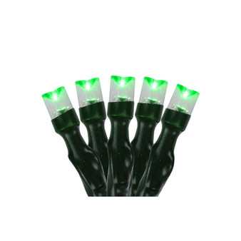 Set of 20 Battery Operated Green LED Wide Angle Christmas Lights - Green Wire