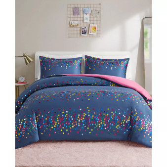Janie Rainbow Iridescent Metallic Dot 3-Piece Duvet Cover Set, Twin/Twin XL