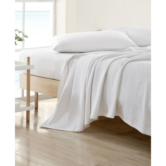 Ripple Cove White Cotton Blanket, Twin