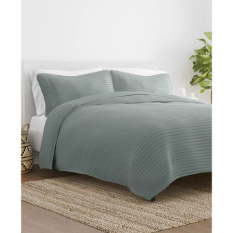 All Season 2 Piece Stripe Stitch Quilt Set, Twin/Twin XL