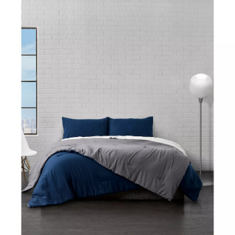 Reversible Brushed Microfiber Plush Down-Alternative Comforter 3 Piece Set - Twin