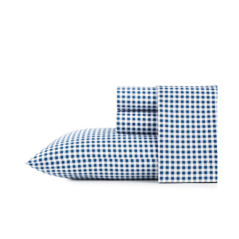 Gingham Plaid Cotton Percale 4 Piece Sheet Set, Queen