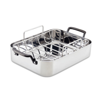 5-Ply Clad Stainless Steel 15" x 11.5" Roaster with Removable Rack
