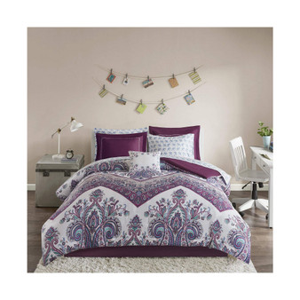 Tulay Complete Bed and Sheet Set Purple Twin XL