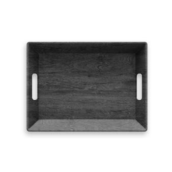 Faux Real Blackened Wood Handled Tray, 19.5" X 14.5",Melamine,Set Of 1
