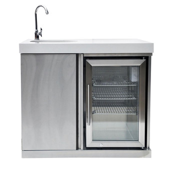 Outdoor Kitchen Stainless Steel Sink and Fridge