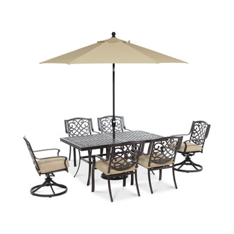 Park Gate Outdoor Cast Aluminum 7-Pc. Dining Set (68" x 38" Dining Table, 4 Dining Chairs and 2 Swivel Rockers), Created for Macy's