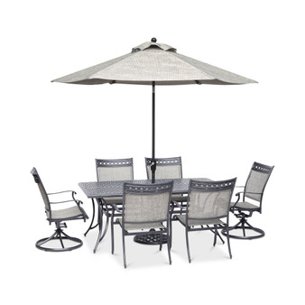 Vintage II Outdoor Cast Aluminum 7-Pc. Dining Set (72" x 38" Table, 4 Sling Dining Chairs & 2 Sling Swivel Chairs), Created for Macy's