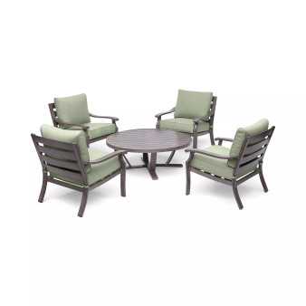 Tara Aluminum Outdoor 5-Pc. Seating Set (48" Round Table & 4 Club Chairs), Created for Macy's