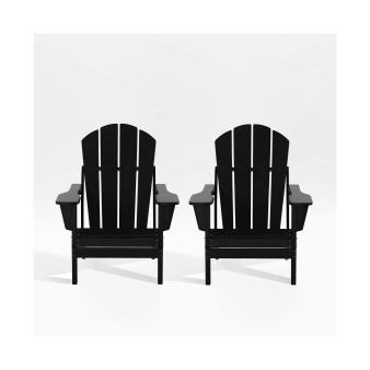 All-Weather Contoured Outdoor Poly Folding Adirondack Chair (Set of 2)