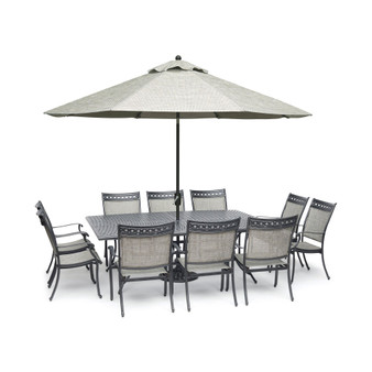 Vintage II Outdoor Cast Aluminum 11-Pc. Dining Set (84" x 60" Table & 10 Sling Dining Chairs), Created for Macy's