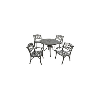 Sedona 42" 5 Piece Cast Aluminum Outdoor Dining Set With Arm Chairs