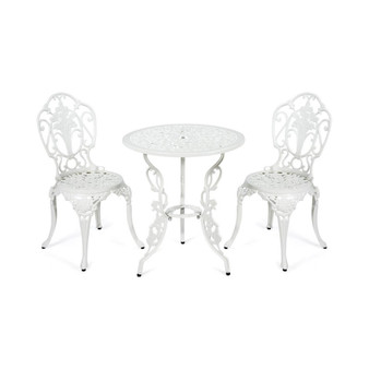 3PCS Patio Table Chairs Furniture Bistro Set Cast Aluminum