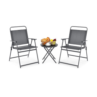 3PCS Outdoor Bistro Set Folding Table and Chairs
