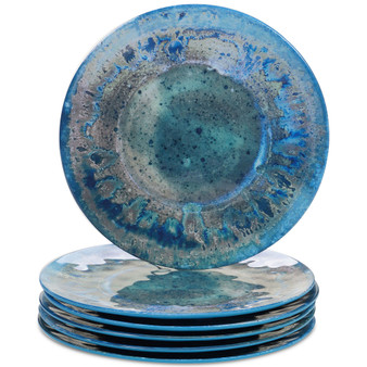 Radiance Teal Melamine Dinner Plates, Set of 6