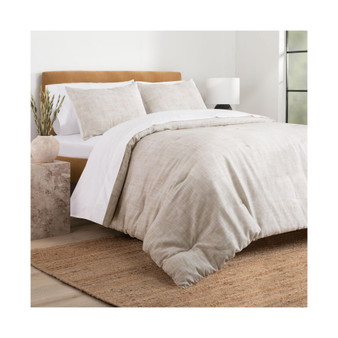 Textured Print 2 Piece Comforter Set - Twin, Beige