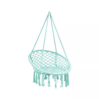 Hanging Hammock Chair Macrame Swing Handwoven Cotton Backrest Garden