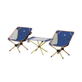 3 Piece Padded Camping Chair Set, Folding Chairs with Portable Table, Cup Holders, Carry Bag for Travel, Camping, Fishing and Beach
