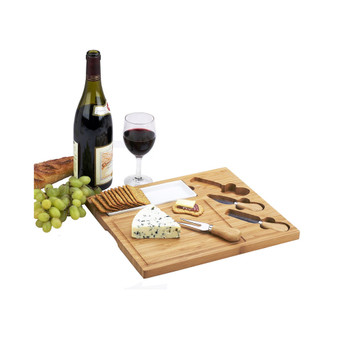 Celtic Bamboo Cheese Board with Ceramic Dish and 3 Cheese Tools