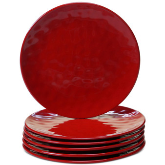 6-Pc. Red Melamine Salad Plate Set