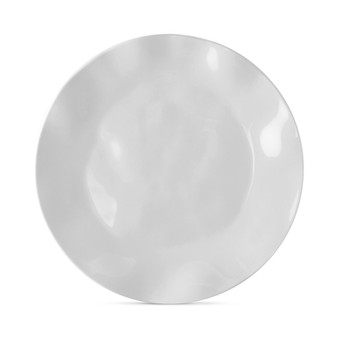 Ruffle White Melamine Dinner Plates, Set of 4