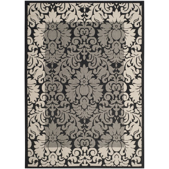 Courtyard Black and Sand 9' x 12' Outdoor Area Rug