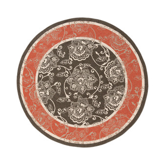 Alfresco ALF-9592 Black/Rust  5'3" Round Area Rug, Indoor/Outdoor