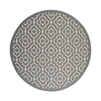 Courtyard Anthracite and Beige 7'10" x 7'10" Sisal Weave Round Outdoor Area Rug