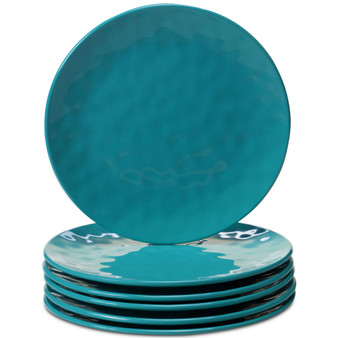 6-Pc. Teal Melamine Salad Plate Set