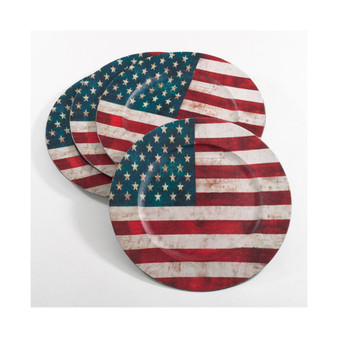 Decorative Collection U.S. Flag Design Charger Plate Set of 4