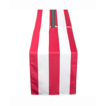 Coral Cabana Stripe Outdoor Table Runner with Zipper 14" X 108"