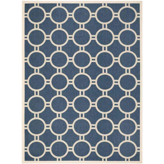 Courtyard Navy and Beige 8' x 11' Sisal Weave Outdoor Area Rug