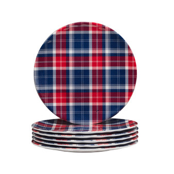 Patriotic Plaid Melamine Salad Plate, Set of 6
