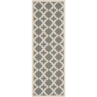 Courtyard Anthracite and Beige 2'3" x 14' Sisal Weave Runner Outdoor Area Rug
