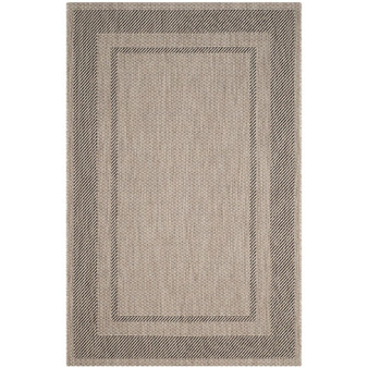 Courtyard Beige and Black 2'7" x 5' Outdoor Area Rug