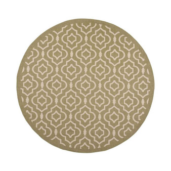 Courtyard Green and Beige 7'10" x 7'10" Sisal Weave Round Outdoor Area Rug