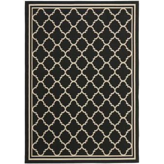 Courtyard Black and Beige 8' x 11' Outdoor Area Rug