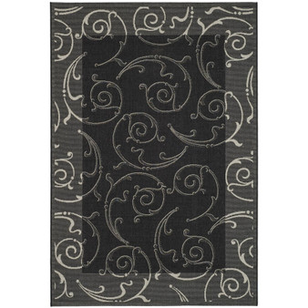 Courtyard Black and Sand 8' x 11' Outdoor Area Rug