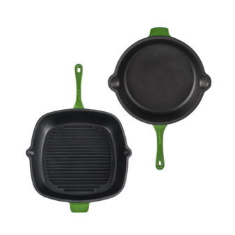 Neo Cast Iron 11" Grill Pan and 10" Fry Pan, Set of 2