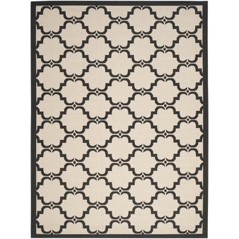 Courtyard Beige and Black 8' x 11' Sisal Weave Outdoor Area Rug