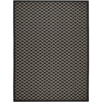 Courtyard Black and Beige 9' x 12' Outdoor Area Rug