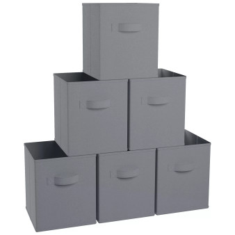 Foldable Storage Cube Bin with Dual Handles- Set of 6