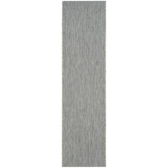 Courtyard Grey and Navy 2'3" x 8' Runner Outdoor Area Rug