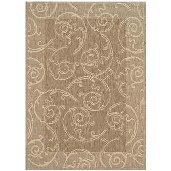 Courtyard Brown and Natural 7'10" x 7'10" Square Outdoor Area Rug