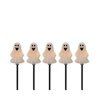 Ghost Shaped Halloween 5 Piece Pathway Markers with 3.75' Black Wire Set