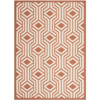 Courtyard Beige and Terracotta 5'3" x 7'7" Sisal Weave Outdoor Area Rug