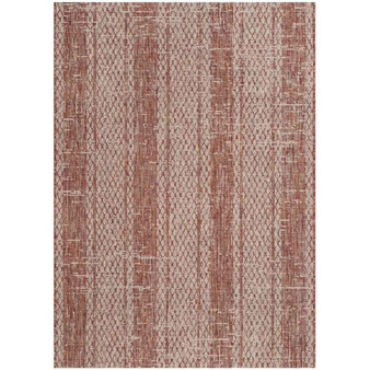 Courtyard Light Beige and Terracotta 5'3" x 7'7" Sisal Weave Outdoor Area Rug